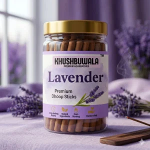 Khushbuwala Premium Lavender Dhoop Sticks Dhoopbatti – Floral Agarbatti Incense 0% Charcoal Lavender (100 g, Set of 1)