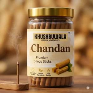 Khushbuwala Shudh Chandan Fragrance Dhoop Sticks | Floral Scent | Charcoal Free Dhoopbatti Chandan (100 g, Set of 1)